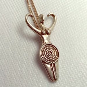 Silver Fertility pendant + sterling silver chain.